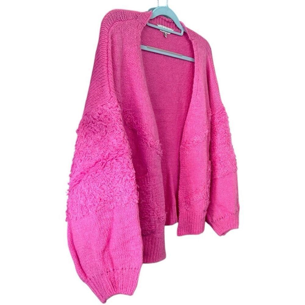 Pink Side Slit Open Front Cardigan Size Large NEW - Davi & Dani - Picture 12 of 14